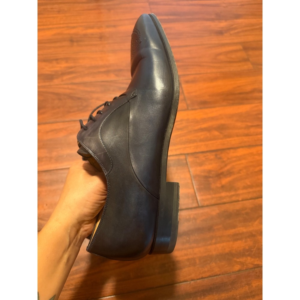 Magnanni Mens Navy Blue Leather Medallion Toe Derby Dress Shoes Size 11 M - Picture 15 of 16